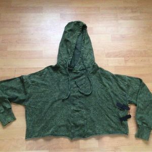 NEW Women’s Moss Green Crop Top Hoodie Sweatshirt sz L